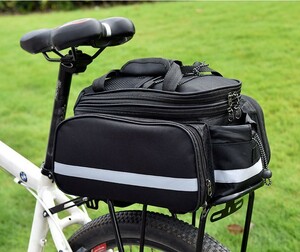 自転車 リアバッグ ロードバイク サイクリングバッグ 2Way ハンドバッグ ショルダーバッグ 拡張可能 ブラック 大容量 088 R35