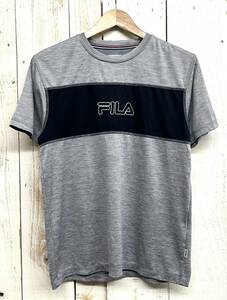 メンズ スポーツウェア ＊FILA フィラ BIELLA ITALIA ＊Tシャツ カットソー トップス ＊胸切替 ＊グレー トレーニング ジム ランニング