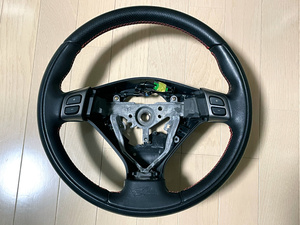 【GW送料無料】★K2gear 小径ステアリング REIZ Sports Steering 350 黒レザー赤ステッチ(K2ギア)(BP/BL/GD/GG/SG＋BH/BE) レガシィ★