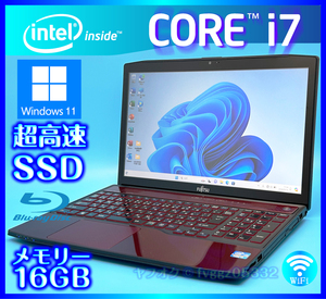 富士通 Core i7 Windows 11 大人気なガーネットレッド SSD 新品 1000GB +外付HDD 1TB メモリー 16GB Webカメラ Office2021 ノートパソコン