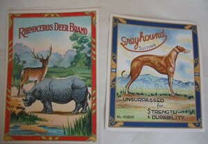レトロなラベル・Rhinoceros Deer Brand 14枚とGreyhound Suiting1枚