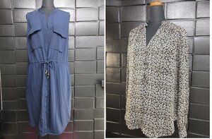 a1024　美品　H＆M　ワンピース　紺系　/花柄　レーヨン素材　ブラウス　黒系　全2点　