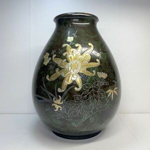 峰雲　青銅花瓶　金属工芸　花器　花入　華道具　高さ 29cm