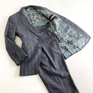 Ge17 Paul Smith COLLECTION ポールスミスコレクション 裏地花柄 シングルスーツ セットアップスーツ Lサイズ チェック柄 メンズ 紳士服