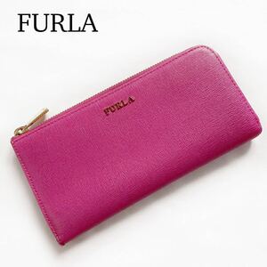 FURLA フルラ 長財布 ロングウォレット フューチャーピンク レザー L字ファスナー ウォレット 財布 