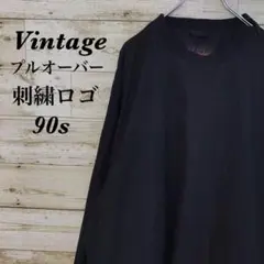【k3451】USA古着90sヴィンテージ刺繍ロゴナイロンプルオーバージャケット