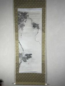 【真作】池大雅の高弟　福原五岳　葡萄図　水墨画　佳品　中国書画　B37ネkh