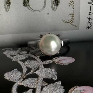 未使用品！ 8mm 銀製 天然アコヤパール 本真珠 リング SILVER