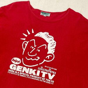 希少　ヴィンテージ　GENKITV　北野武　ビートたけし　日本製　プリント　ロングスリーブ　Tシャツ　レッド/赤　319317607876X