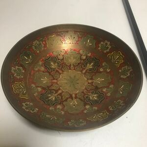 【E019】絵皿 飾皿 古美術 骨董 真鍮製 インド製 レトロ 当時物 時代物 コレクション アンティーク