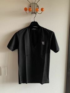 美品DSQUARED サイズM 黒 VネックTシャツ 犬ワンポイント