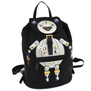 プラダ テスート ロボット リュック バックパック 1BZ032 ナイロン レザー ブラック シルバー PRADA TESSUTO ROBOT