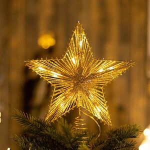 クリスマスツリー トップスター 置物　25cm星　鉄製　LED付き　ツリートップ飾り　R626