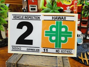 ハワイの車検バンパーステッカー　レプリカ　（2月）　アメリカ雑貨　アメリカン雑貨