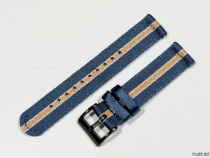ラグ幅:20mm 高品質 艶あり 分割 NATO ストラップ 腕時計ベルト ブルー ホワイト オレンジ ブラック尾錠 ファブリック 二重編み DBI
