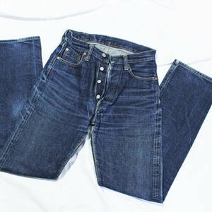 DENIME ドゥニーム 革パッチ良い味出てます。 ジーンズ 097 W28 L36 デニムパンツ インディゴ セルヴィッチ ストレート 501モデル Vステ