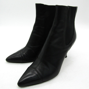 ブティックオーサキ ショートブーツ ハイヒール ブランド 靴 シューズ 日本製 黒 レディース 24サイズ ブラック BOUTIQUE OSAKI
