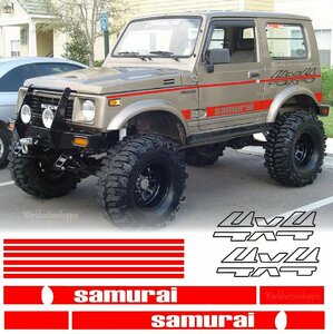 グラフィック デカール 車体用 / スズキ ジムニー SJ30 JA71 JA11 JA12 JA22 / サイド ボディ Samurai レッド 赤