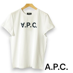 A.P.C.　アーペーセー　レディース　半袖Tシャツ　VPCロゴ　フロッキープリント　ホワイト　サイズL