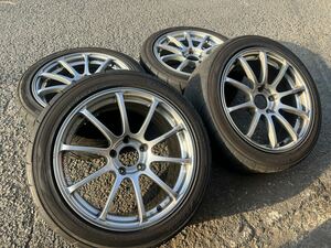 ADVAN RacingRS (YOKOHAMA) 17inch 8.5jj+50 5H PCD114.3 (235/45 R17) 1円スタート売り切り! タイヤホイール4本セット 中古売り切り!