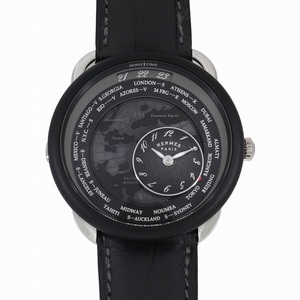エルメス アルソー ル タン ヴォヤジャー デュアルタイム ブラック W057198WW00 メンズ 中古 送料無料 腕時計