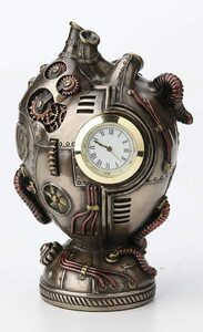 スチームパンク ハート・クロック（心臓時計）アンティーク・ブロンズ風仕上げ像 置物 彫像（輸入品