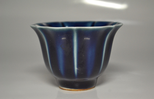 中国美術　藍釉　茶杯　茶道具　中国古玩　置物