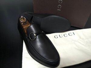 極美品 試し履き程度 グッチ 6.5 GUCCI アシメトリーホースビット ソフトドレスローファー スリッポン 箱付 8469