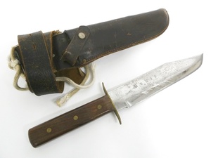 02 67-595349-13 [Y] ボウイナイフ Bowie knife 詳細不明 アウトドア ナイフ ケース付 旭67