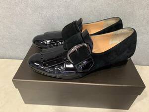 1円～ IN-PROCESS 24cm レディース パンプス シューズ 女性 婦人 靴 くつ ブラック スウェード エナメル