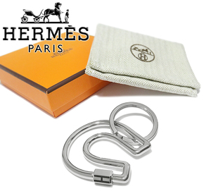 ◆未使用 超美品◆ エルメス HERMES シュバル 馬蹄型 キーリング キーホルダー チャーム カラビナ メタル シルバー メンズ レディース 箱付