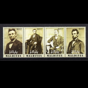 ■モルジブ切手　エイブラハム・リンカーン大統領 200周年　4種完