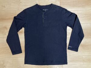 Eddie Bauer エディー バウアー ヘンリーネック ロングスリーブ Tシャツ ロンT XS ネイビー エディーバウアー