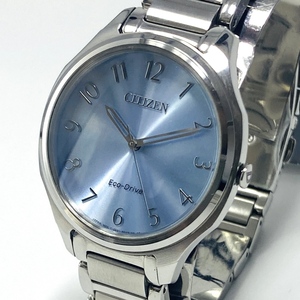新品【高級時計 シチズン】CITIZEN エコドライブ ライトブルー レディース クリスタル アナログ 腕時計