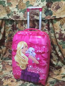 送料無料 ★ Barbie バービー ピンク キャリーケース トランク 旅行 カバン バッグ ★ 中サイズ フェイス柄 プードル