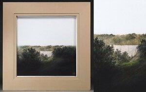 ∇花∇日本画家【加藤良造】真筆 日本画S3号山水画「風景」 共シール 圧巻の写実描写 緊張感漂う一枚