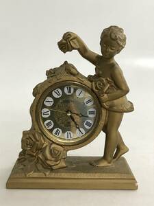 HG6340 置き時計 CITIZEN シチズン クォーツ 時計 ローズレディ 天使 薔薇 金色 ゴールド レトロ アンティーク