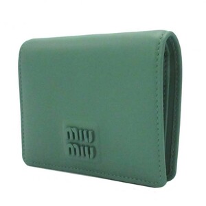 ミュウミュウ 二つ折り財布(小銭入れあり) レザー コンパクトウォレット 5MV204 2F8K F0092 SOFTY PADDED / SALVIA レディース