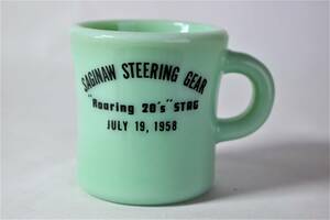 送料無料 美品! ▼ ファイヤーキング エキストラヘビー マグ SAGINAW STEERING GEAR アドマグ FIRE KING GLASS 1950年代 ヴィンテージ 耐熱