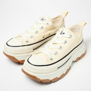 TH4127*CONVERSE コンバース ALL STAR R TREKWAVE OX 23cm オールスター トレックウエーブ 厚底 キャンバス スニーカー BUTTER WHITE/GUM