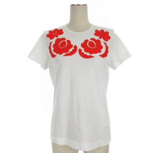 トリココムデギャルソン tricot COMME des GARCONS Tシャツ カットソー 半袖 花柄 ホワイト S 230825E レディース