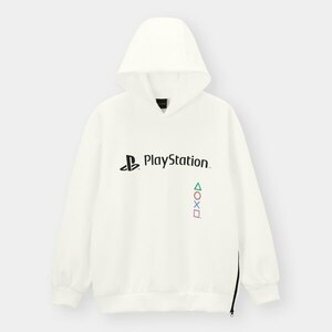 PlayStation ダブルフェイスビッグプルパーカ(長袖) WHITE Sサイズ タグ付き [新品・未使用] GU パーカー