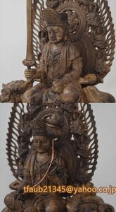 文殊菩薩 普賢菩薩 木彫り 仏像 フィギュア 文殊菩薩像 普賢菩薩像 座像 仏教美術 置物 木彫 仏像