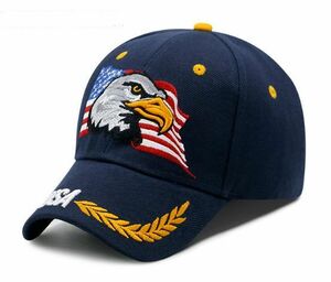 全国送料無料　イーグル　鷲　帽子 アメカジ ＵＳＡ アメリカ　国旗 刺繍 　野球帽　メンズ レディース　釣り 紫外線対策　キャンプネイビ