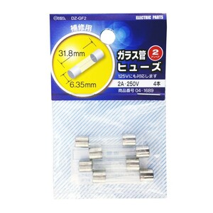 ガラス管ヒューズ 2A-250V 4本入 _DZ-GF2 04-1689 OHM オーム電機