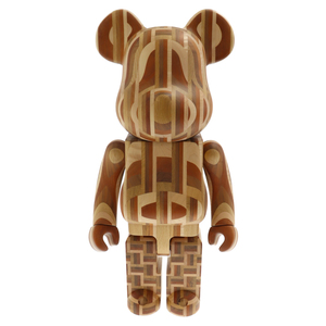 メディコムトイ×KARIMOKUBE BE@RBRICK Parquet 2nd 1000% カリモク ベアブリック パルケ 寄木 ウッド フィギュア 人形 ブラウン