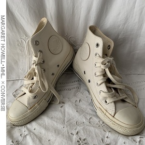 マーガレットハウエル ×コンバース　ALL STAR レザーハイカット　シューズ　サイズ2３，５cm ４ 1/2　アイボリー　MHL.×CONVERSE