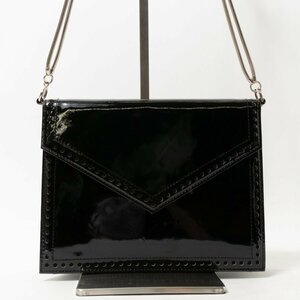 【1円スタート】Yves Saint Laurent イヴ・サンローラン チェーンショルダーバッグ 肩掛け 婦人鞄 ブラック 黒 エナメル フラップ 鞄
