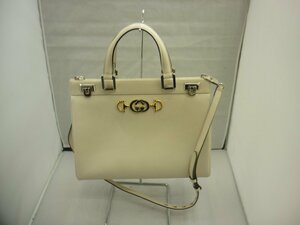 【GUCCI】グッチ　ズゥミ　スモール　2WAYバッグ　アイボリー　レザー　SY02-DFV