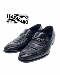 TK フェラガモ Salvatore Ferragamo ガンチーニ ビットローファー 10.5 レザーシューズ 黒 ブラック